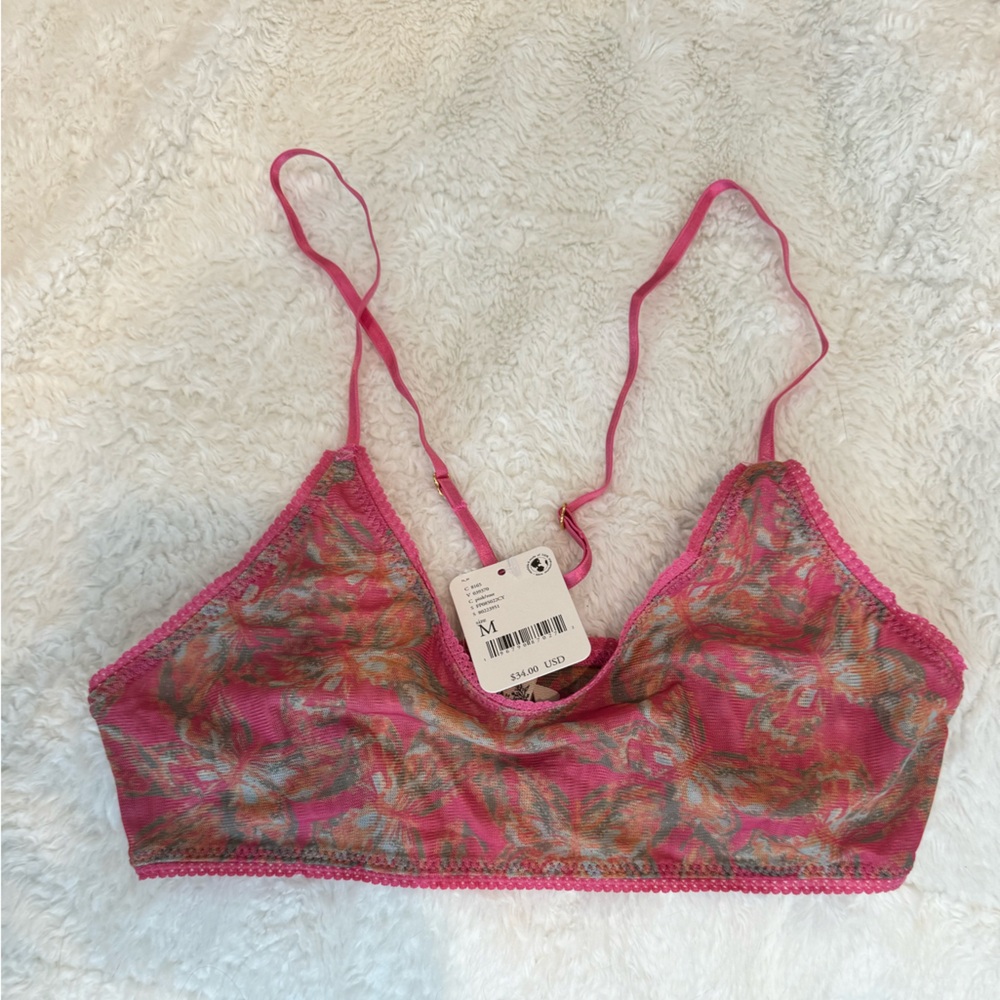Free People Intimately Hide & Seek Printed Mesh Bralette Size M